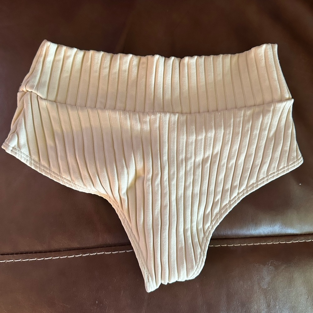 Montce Cream Ribbed Bikini Bottom